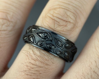 Stainles Steel Goth Evil Eye Ring
