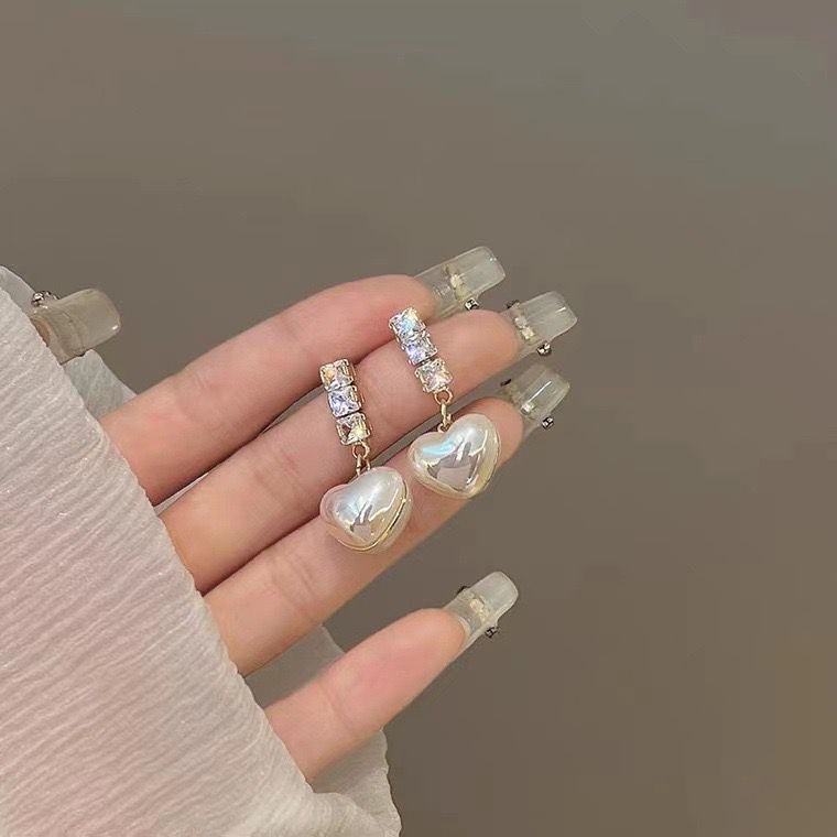  Pearl Heart Drop Earring - Elegant Dangle Earrings 