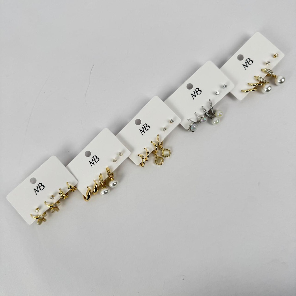 Pearl and Diamond 3set Earrings