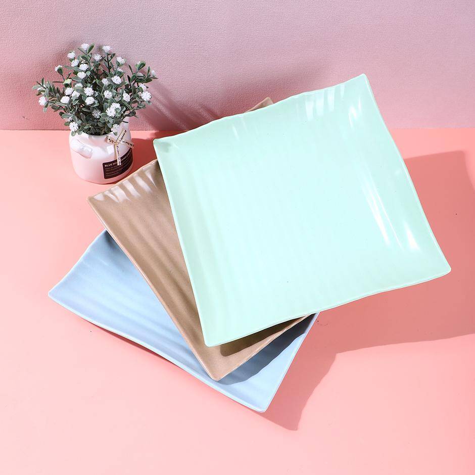 320-9 Wheat Straw Plate – Beige, Blue & Green | Eco-Friendly Plate, Dinnerware