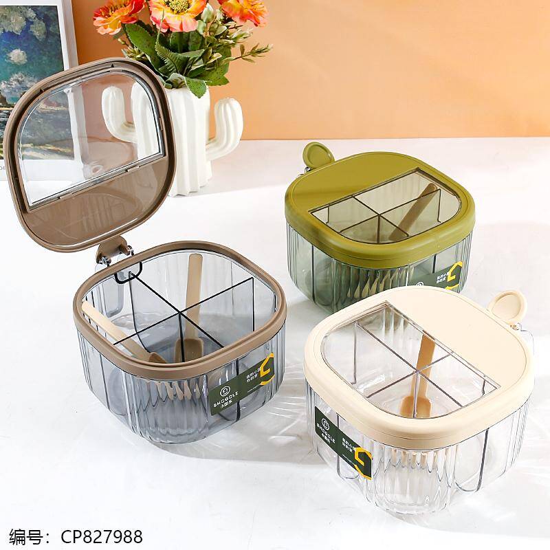 3798 Transparent 4-Compartment Spice Organizer | Spice Box, Kitchen Storage