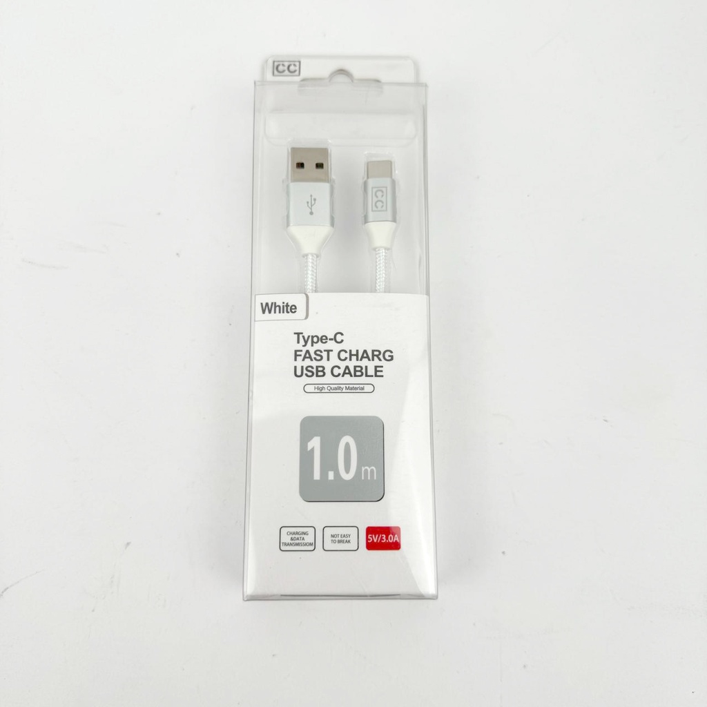 CC 1.0 Metre Zinc Alloy Type-C FAST Charging Cable 3.0A(White)