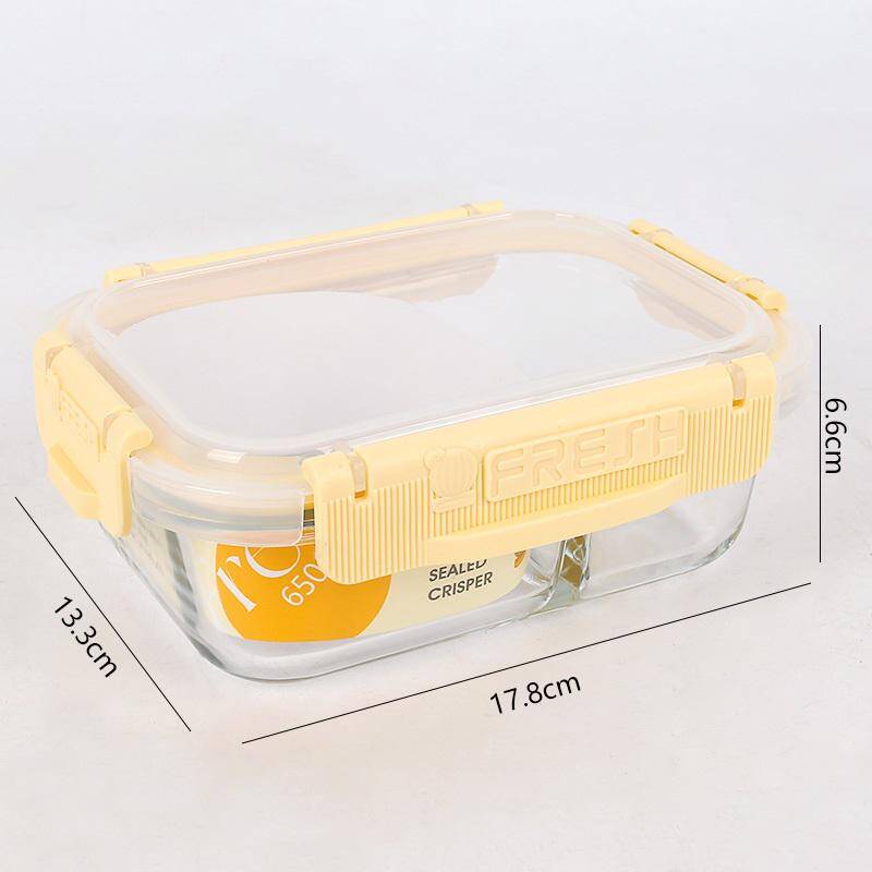 Microwable Rectangular Two-Cell Glass Crisper 650ml 1604