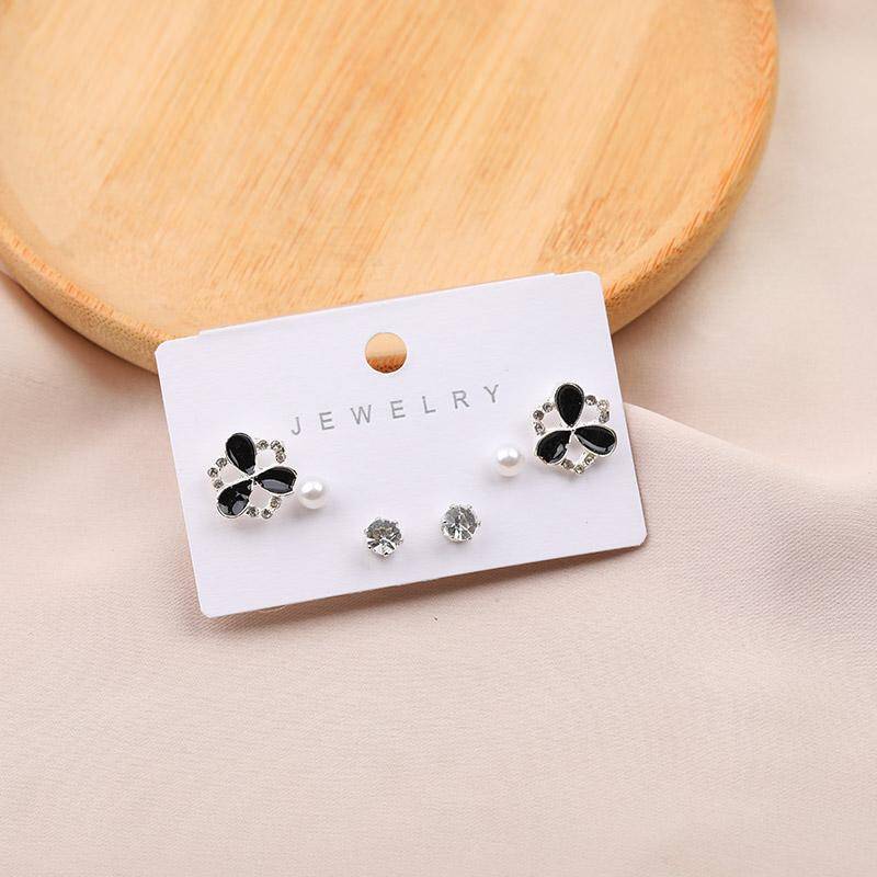 Pearl Diamond 3 Pair Stud Earrings