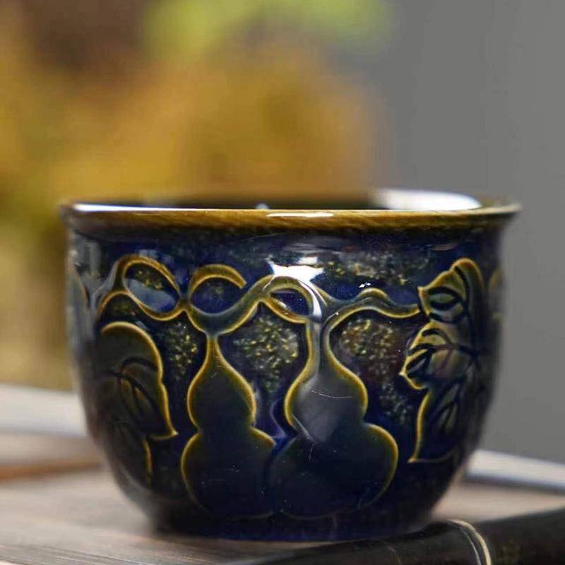 Embossed blue cup - gourd