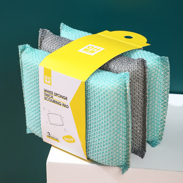 White sponge thick cleaning cloth - 3 pieces