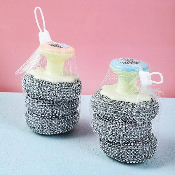 Simple pot brush with 2 balls and 1 handle