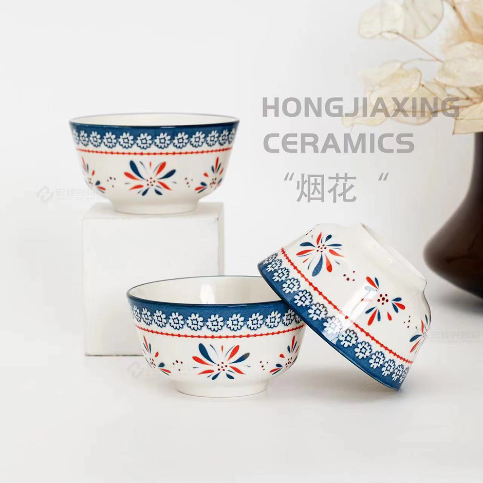5-inch European fireworks ceramic bowl