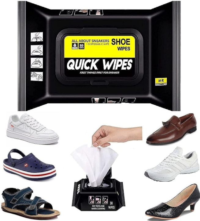 Shoes Cleaning Wipes Pack of 80 | Instant Shoe Cleaner Tissue Paper Wipes for Sneakers, Leather & Sports Shoes
