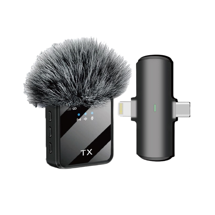 oidesu mobile phone laptop lavalier microphone with omnidirectional sound reception, intelligent noise reduction and 2.4GHz5.2 connection, HD LED display