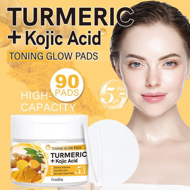 Kojic Acid & Turmeric Cleansing Pads Brightens & Energizes Skin For All Skin Types (90 Pads)