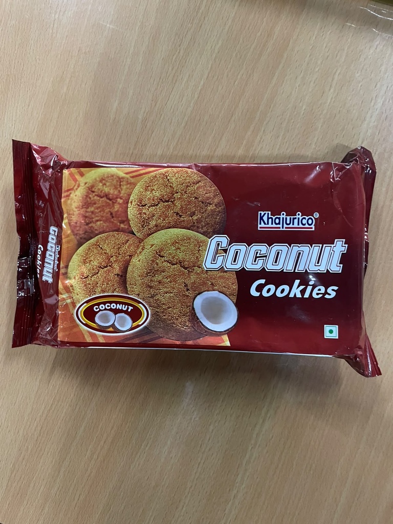 Khajurico Coconut Cookies 150g | Crispy Coconut Flavored Biscuits | Sweet Crunchy Tea Time Snack for Kids & Family
