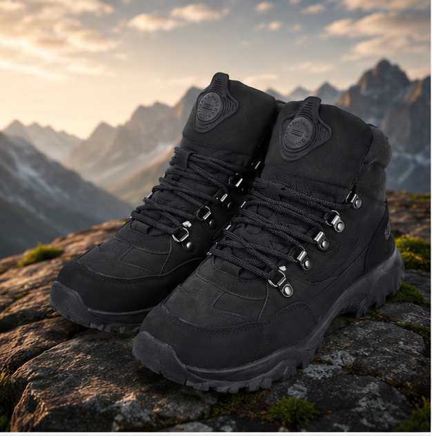 Goldstar G10-G2006 Men's Hiking Boots (Black) | High Ankle Trekking Shoes | Durable Outdoor Adventure Footwear