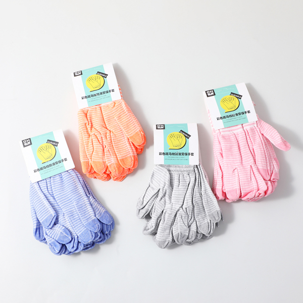 White nylon work protective gloves 4pcs-8806