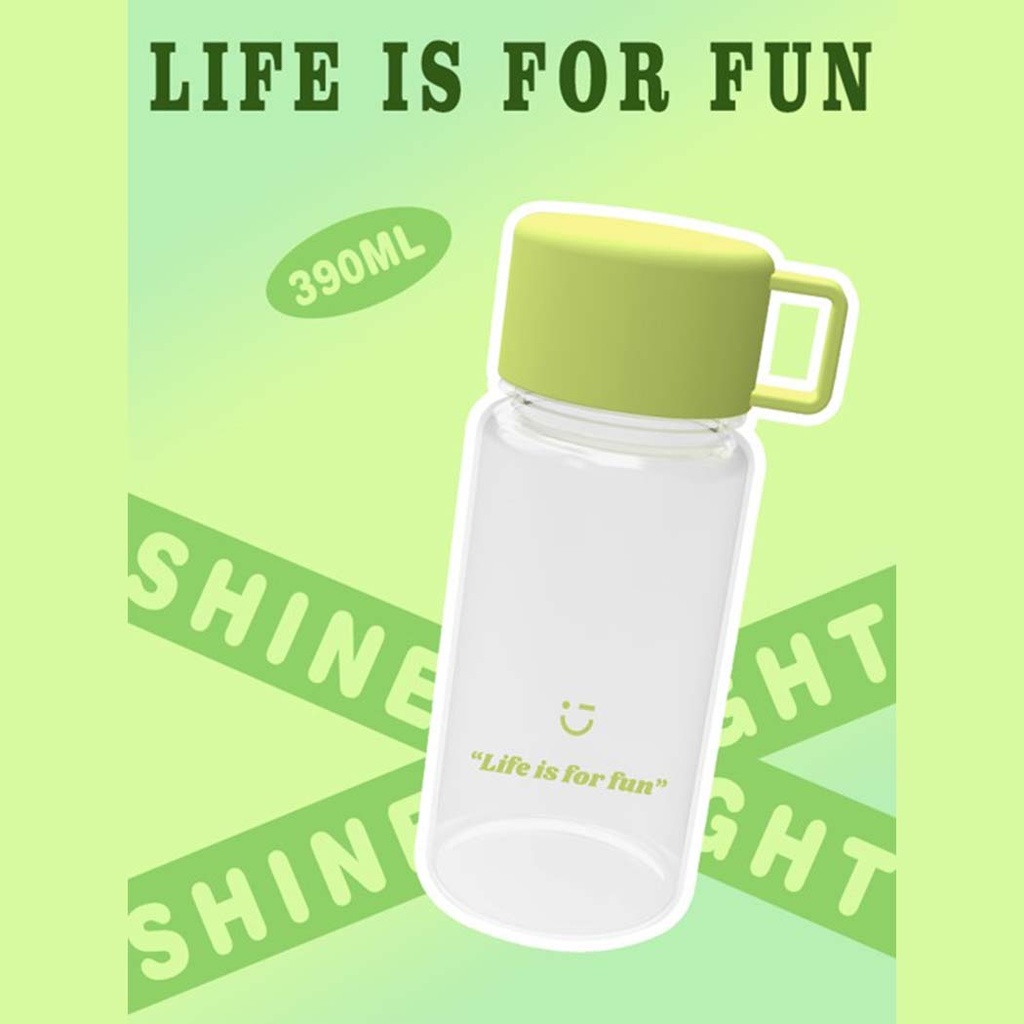 Solid Color Plastic Bottle with Handle (390mL)(Green)