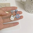  Sweet Bear Heart Shape Bow Knot Alloy Tassel Stoving Varnish Drop Earrings - Cute Animal Design 