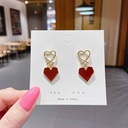  Silver Needle-Wine Red Minimal Elegant Earrings - Modern Geometric Design 