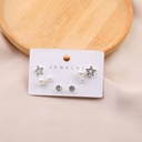 Pearl Diamond 3 pair Anting Stud Earrings 