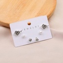 Pearl Sterling Diamond 3pairs Stud Earrings 