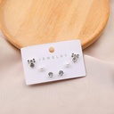 Korean Vintage Pearl Diamond 3 pair Stud Earrings 