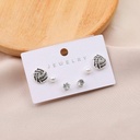 Pearl Diamond Rotating Petal 3pair Stud Earrings 